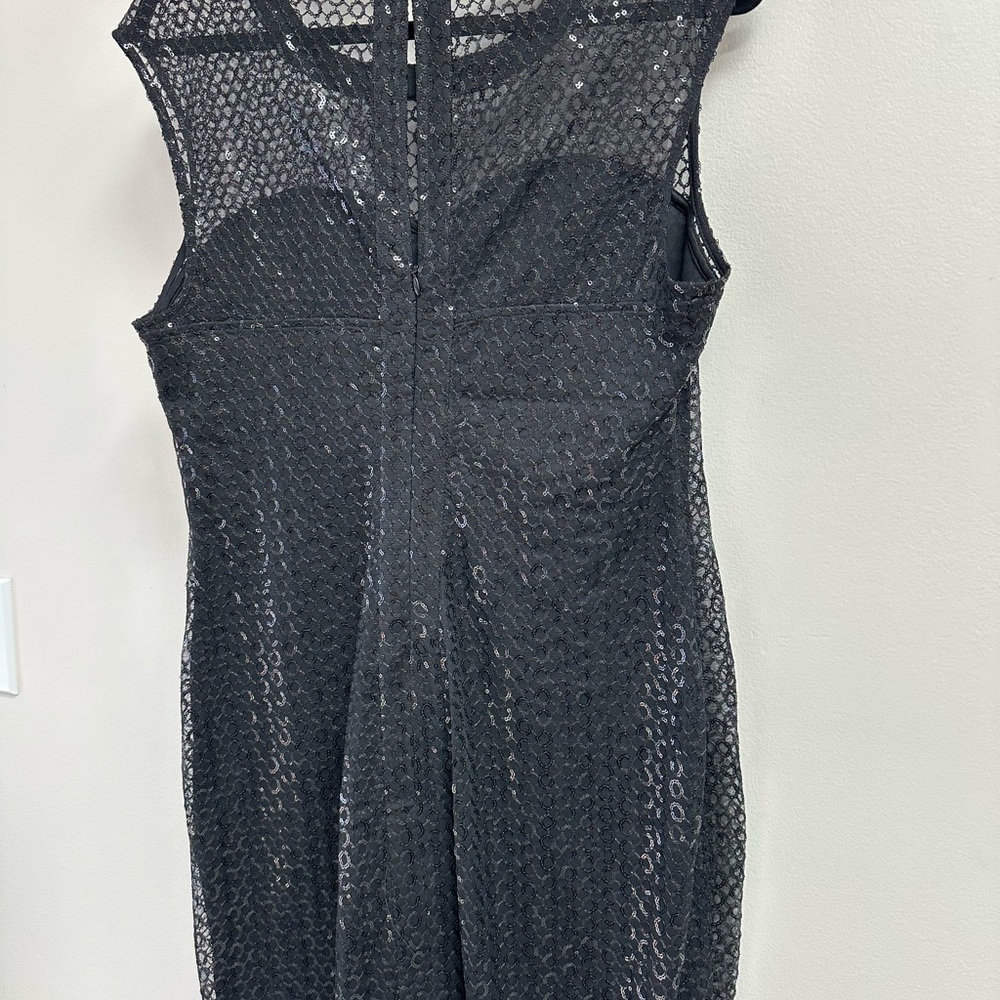 Express Sequence Shimmering Black Mini Dress L - image 5